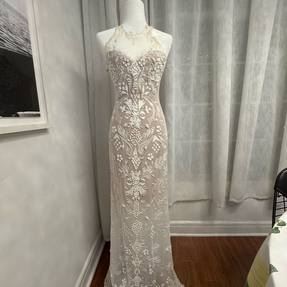 Ema Savahl Magical Exquisite Hand Painted Form Embracing Gown